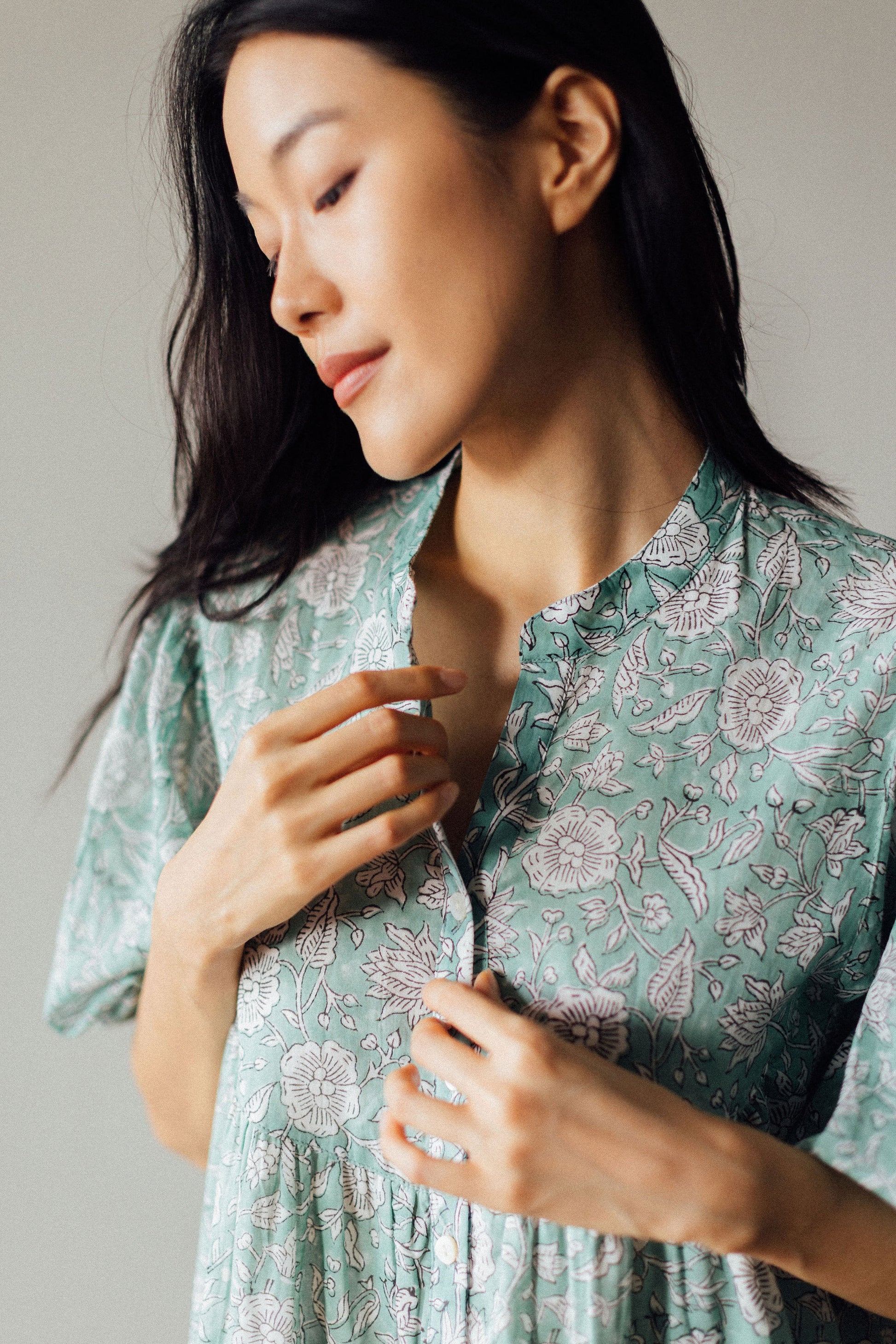 Sea Green Block Print Bali Midi