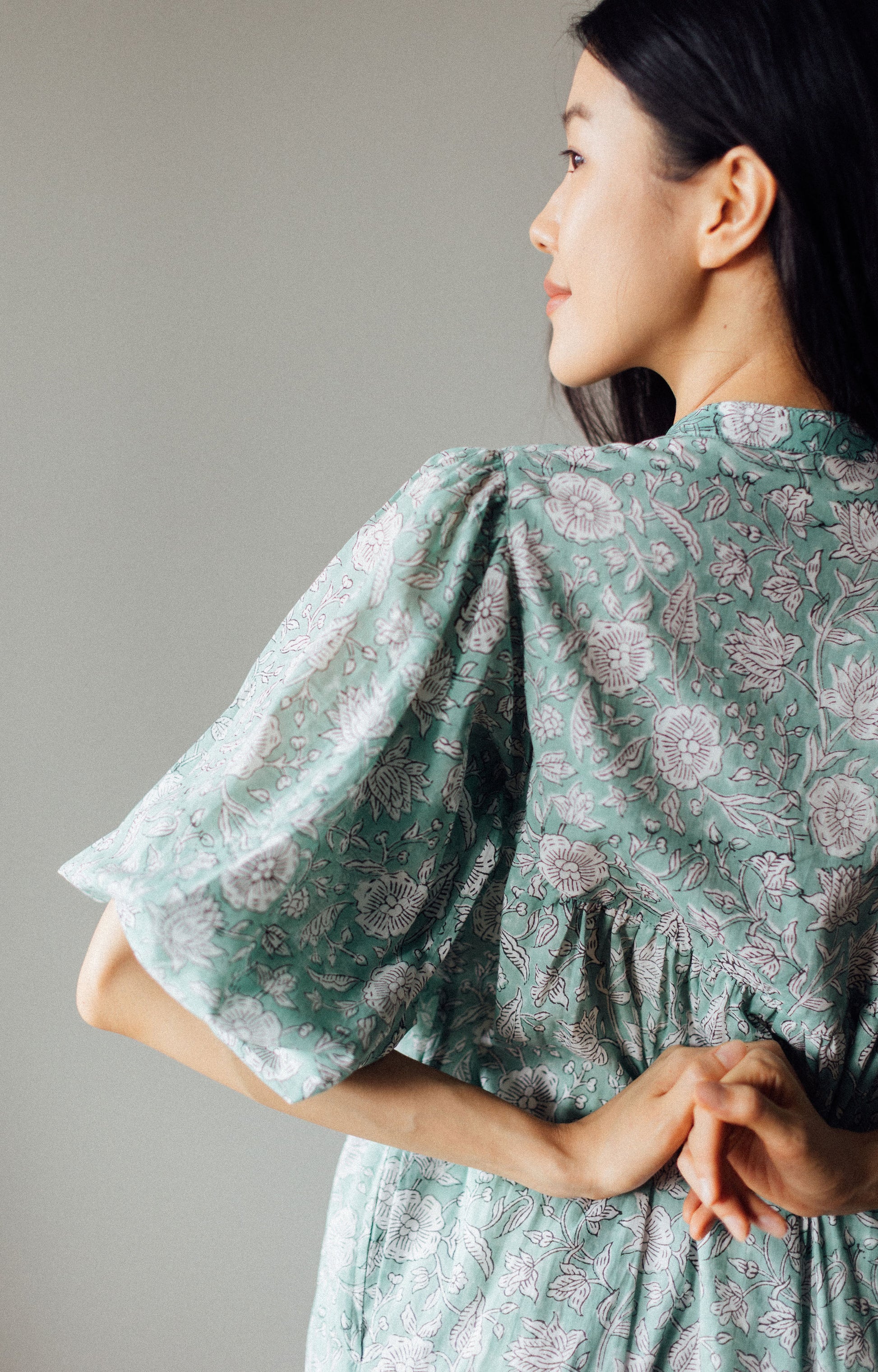 Back detail of block printed dress
