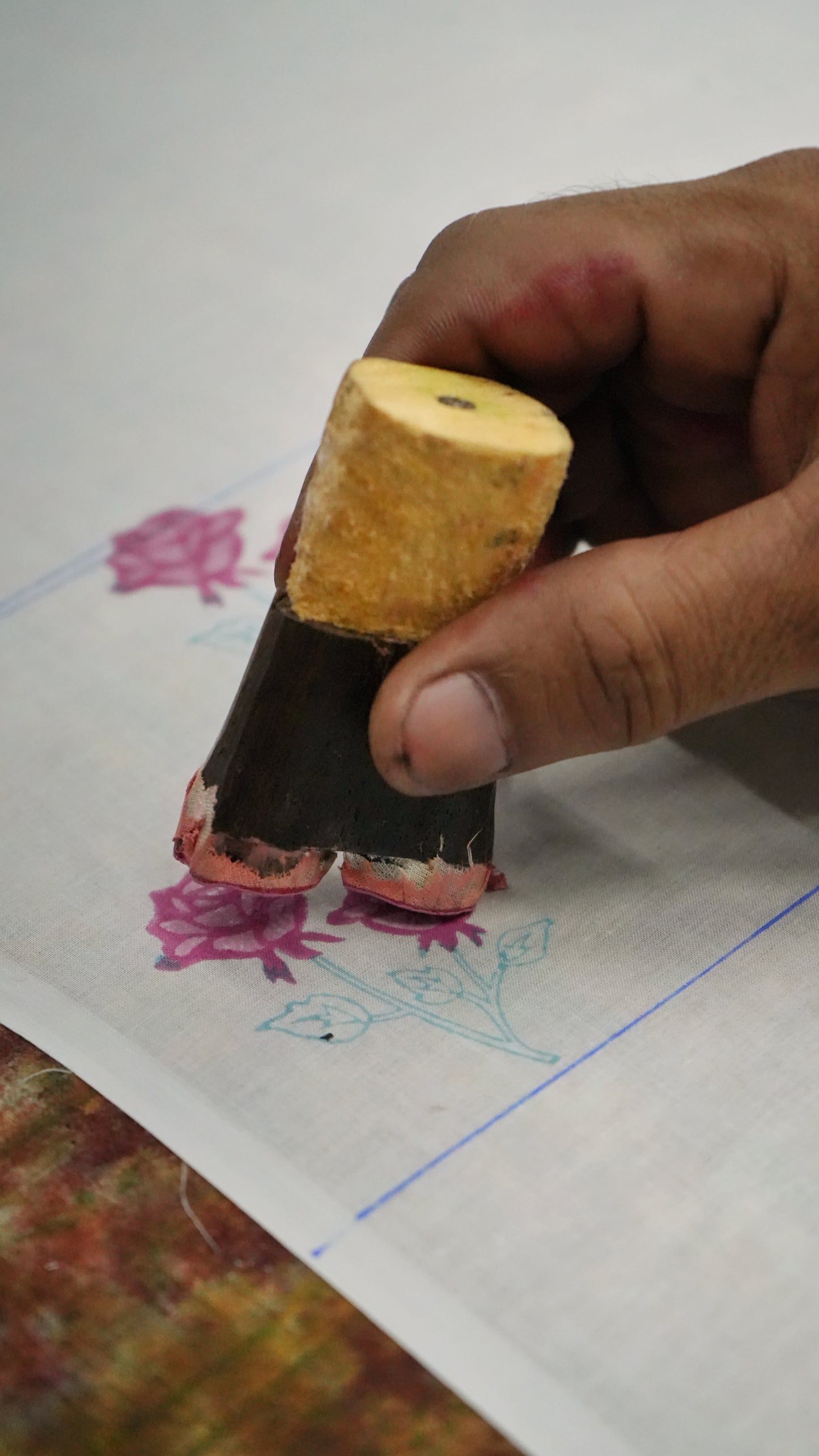 unique block print design inspired by the double rose peranakan tile design