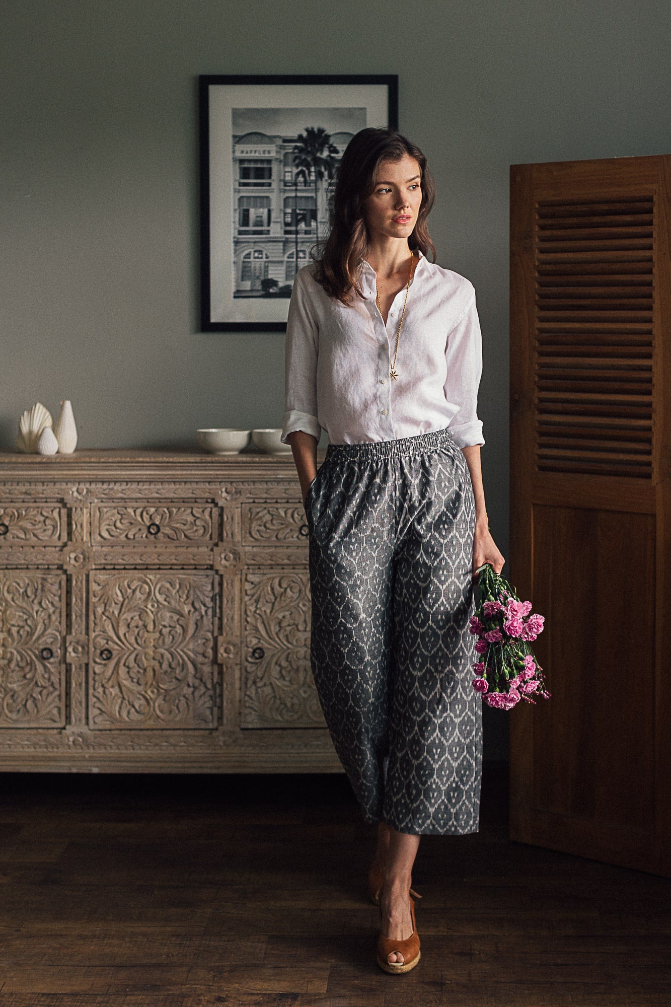 Gray Ikat Trouser