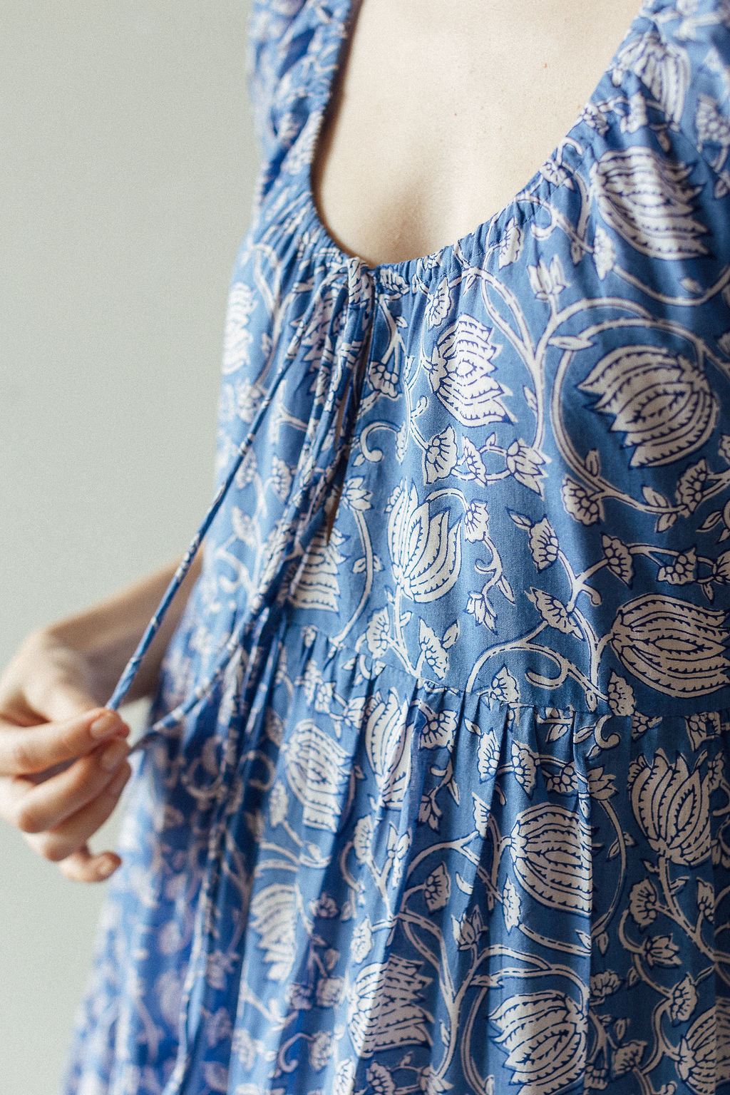 Azure Blue & White Floral Byron Bay Maxi