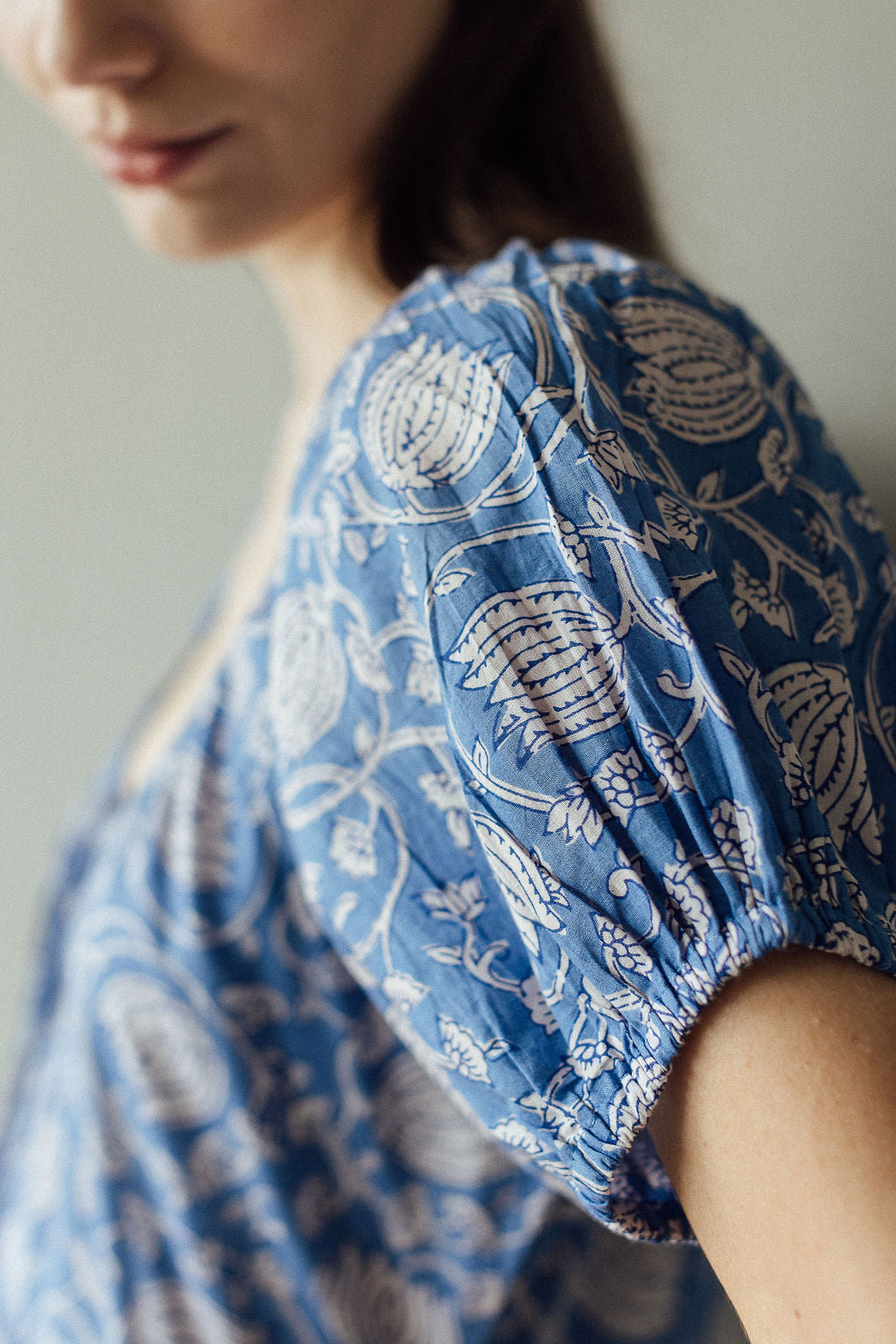 Azure Blue & White Floral Byron Bay Maxi