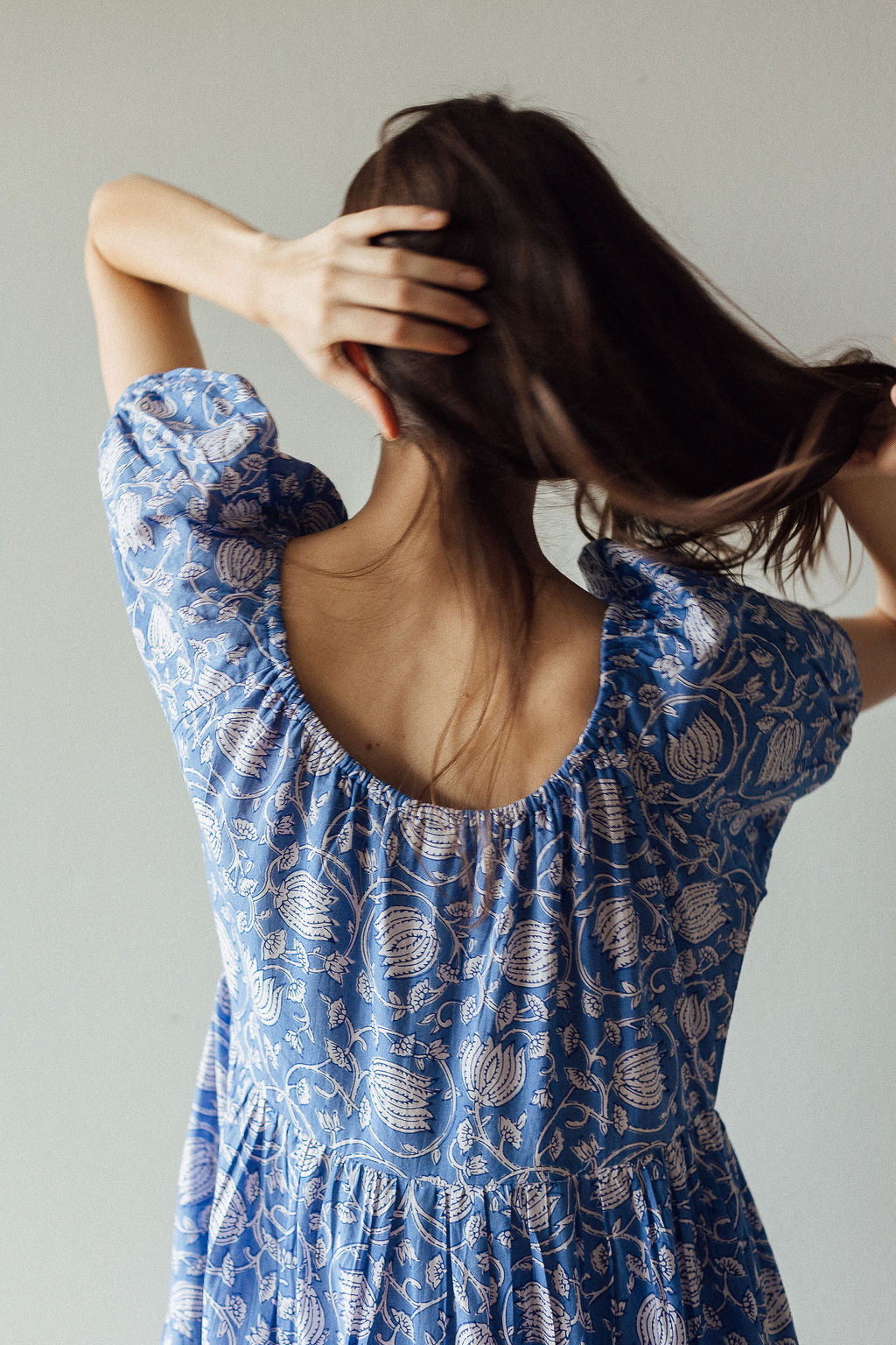 Azure Blue & White Floral Byron Bay Maxi