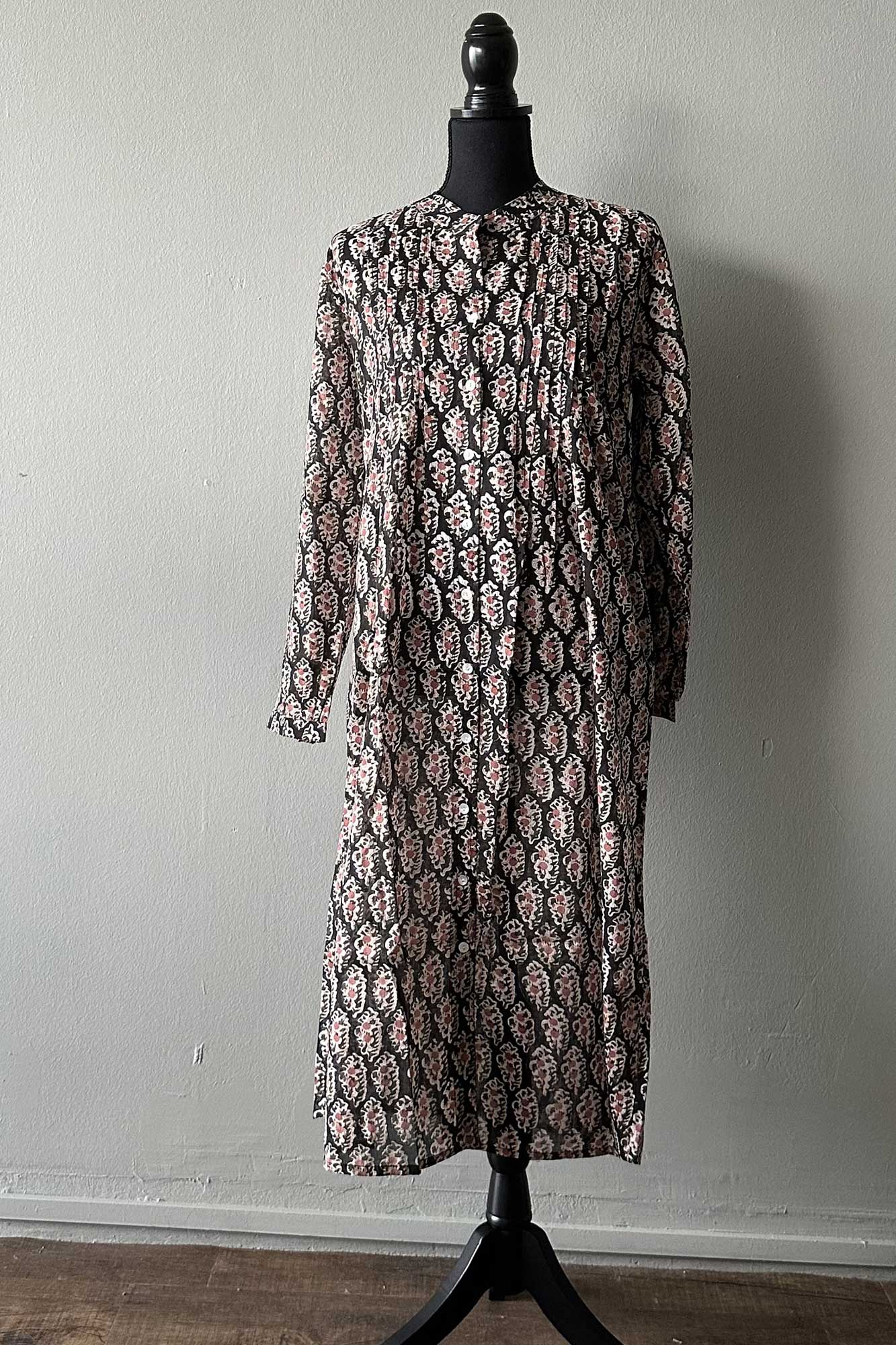 Black & Peach Block Print Tulip Midi