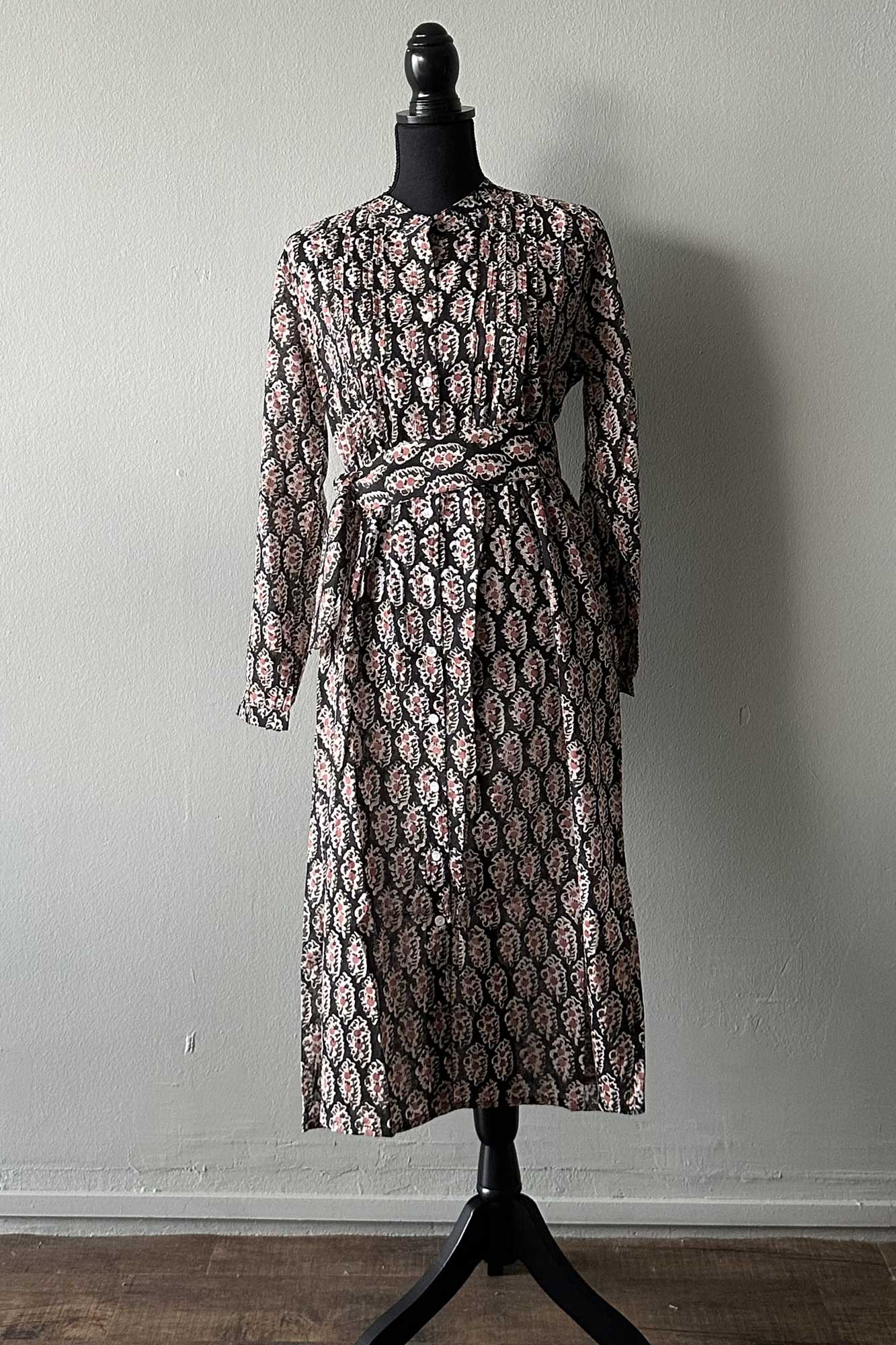 Black & Peach Block Print Tulip Midi