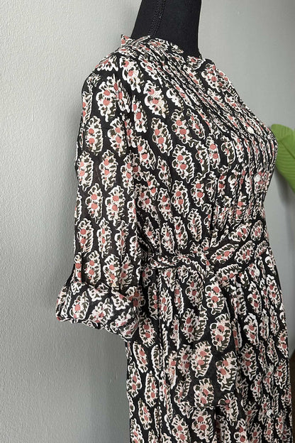 Black & Peach Block Print Tulip Midi