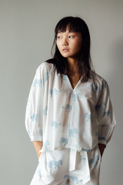 Blue King Leopard Brompton Block Print Shirt