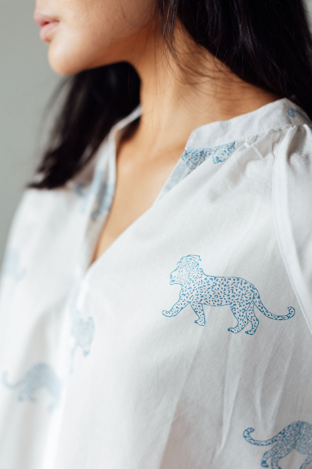 Blue King Leopard Brompton Block Print Shirt