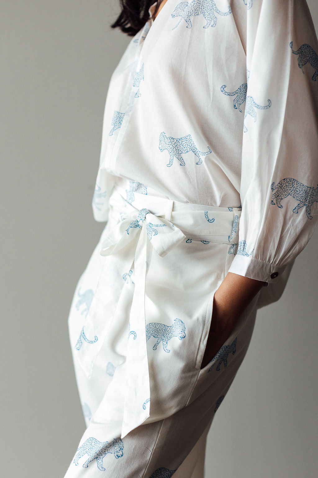 Blue King Leopard Block Print Ginza Trousers