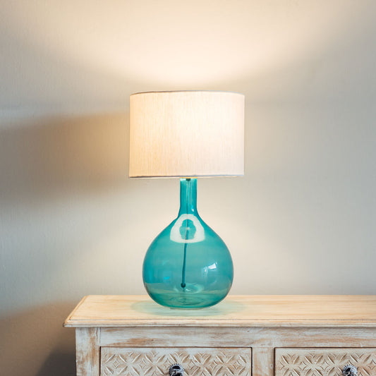 turquoise glass lamp. vintage inspired