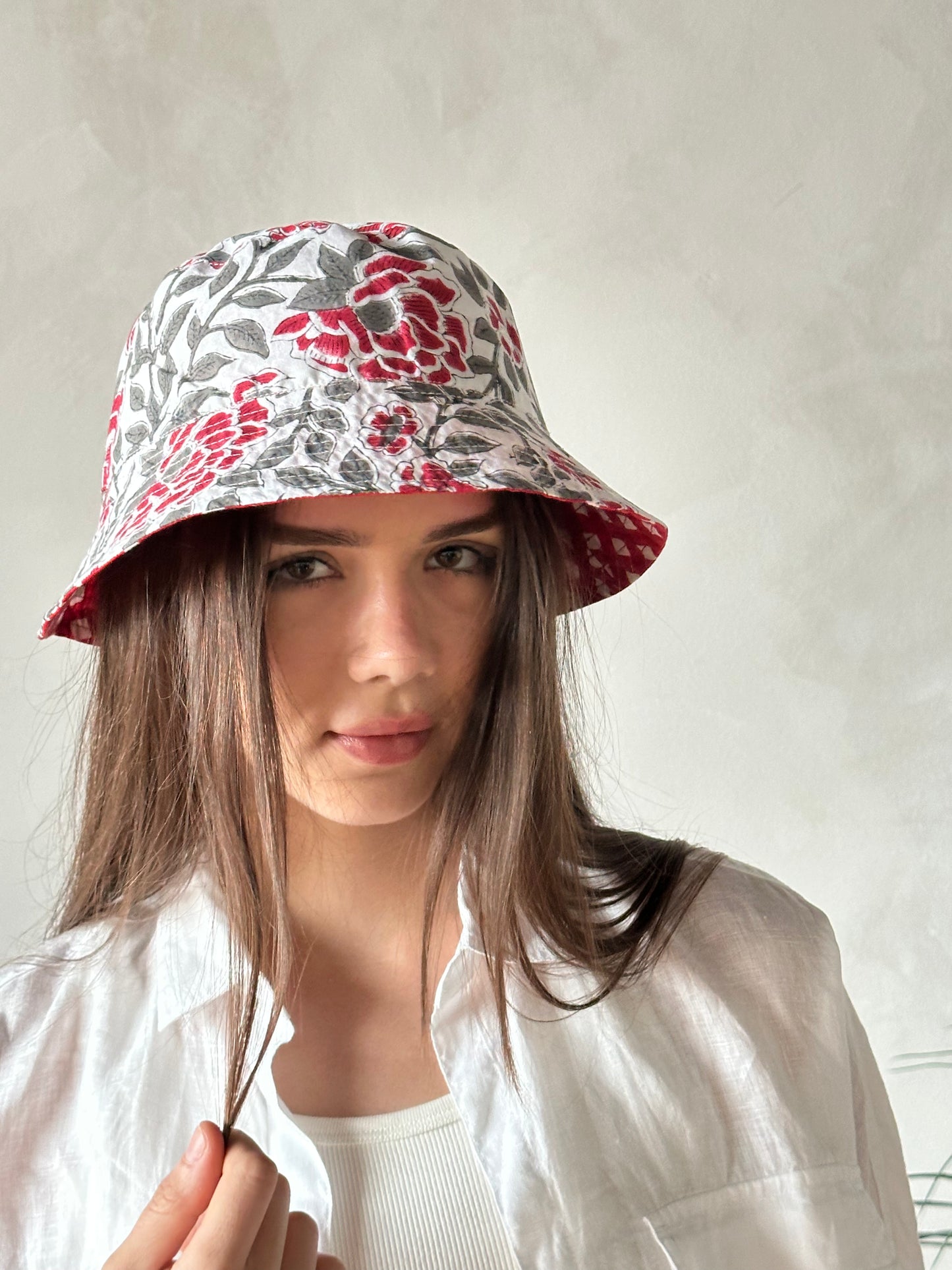 Bucket Hat - Geranium and Ruby