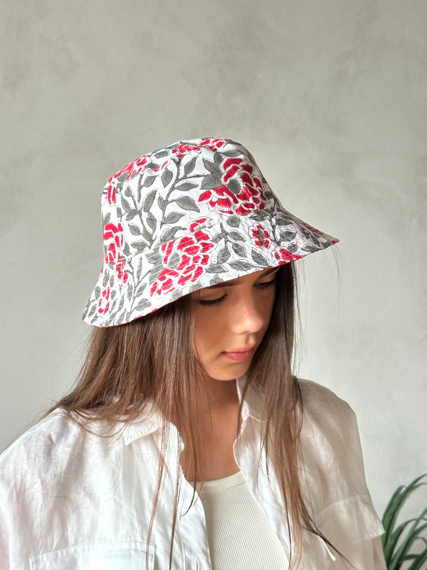 Bucket Hat - Geranium and Ruby