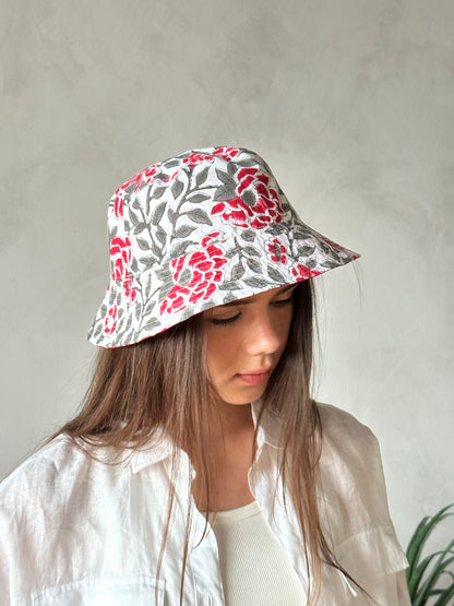 Bucket Hat - Geranium and Ruby
