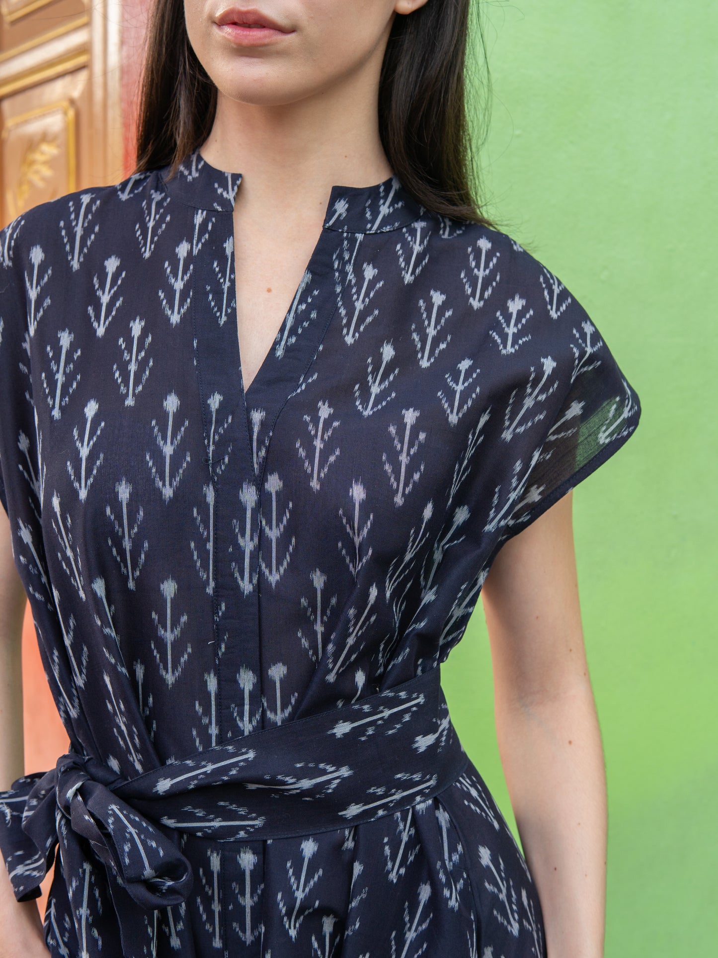 Ikat Free size Kaftan Dress with belt