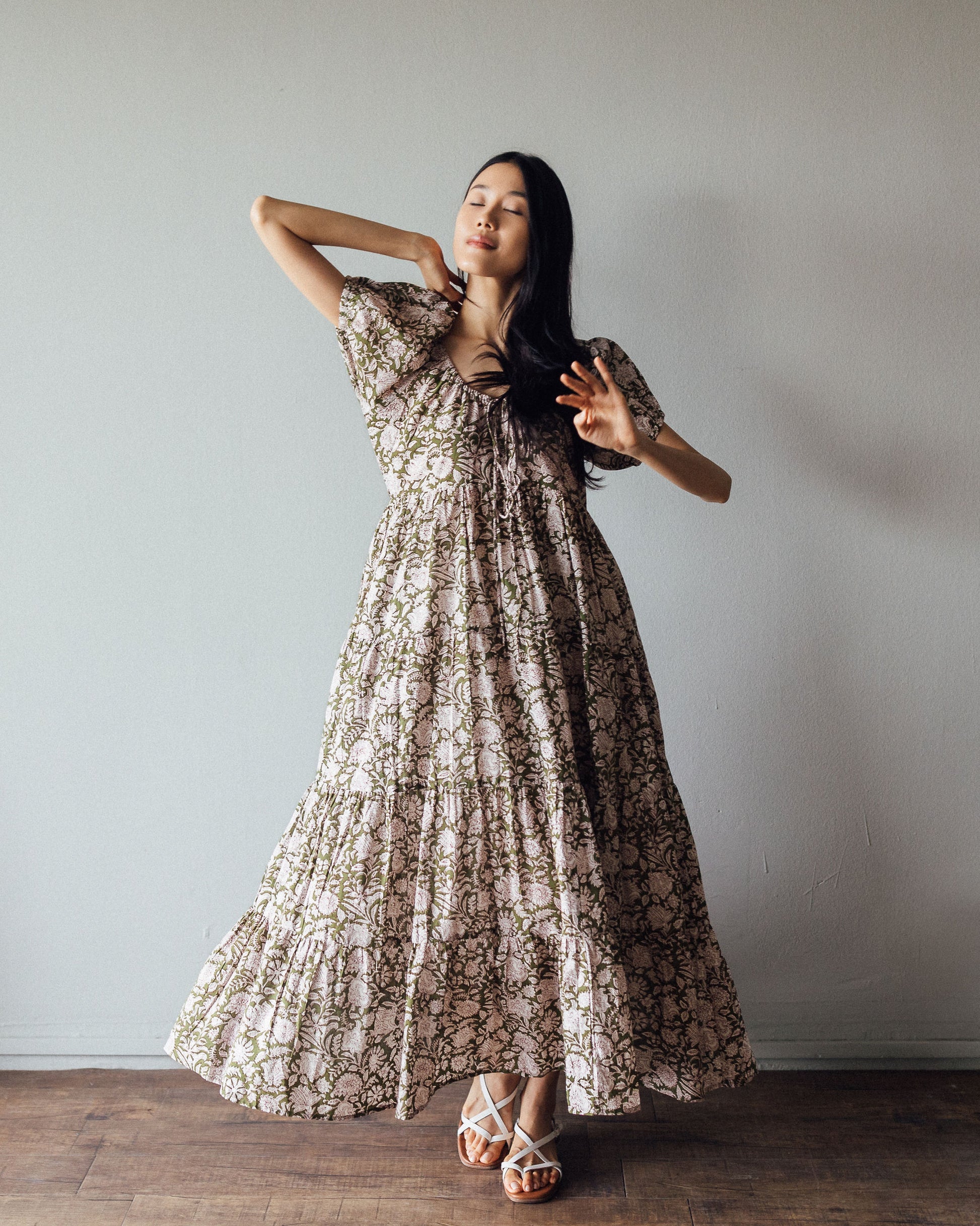 Indian Floral bock print maxi dress