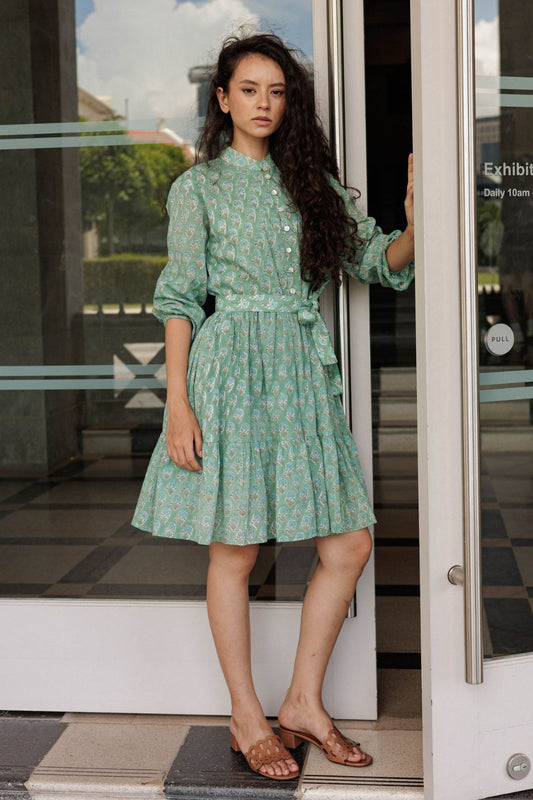 Lily Mini Short Cotton Dress - Laguna