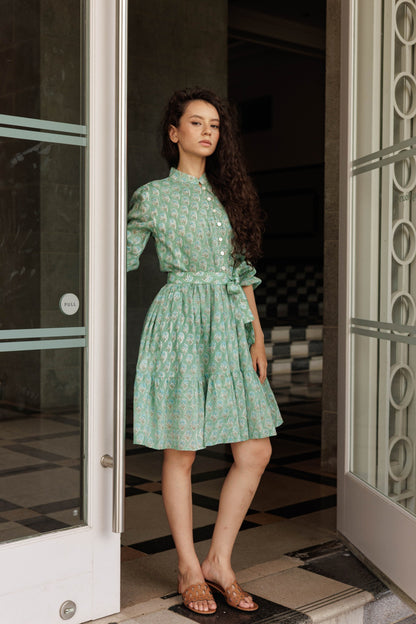 Lily Mini Short Cotton Dress - Laguna