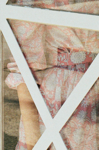 Peach block print dress