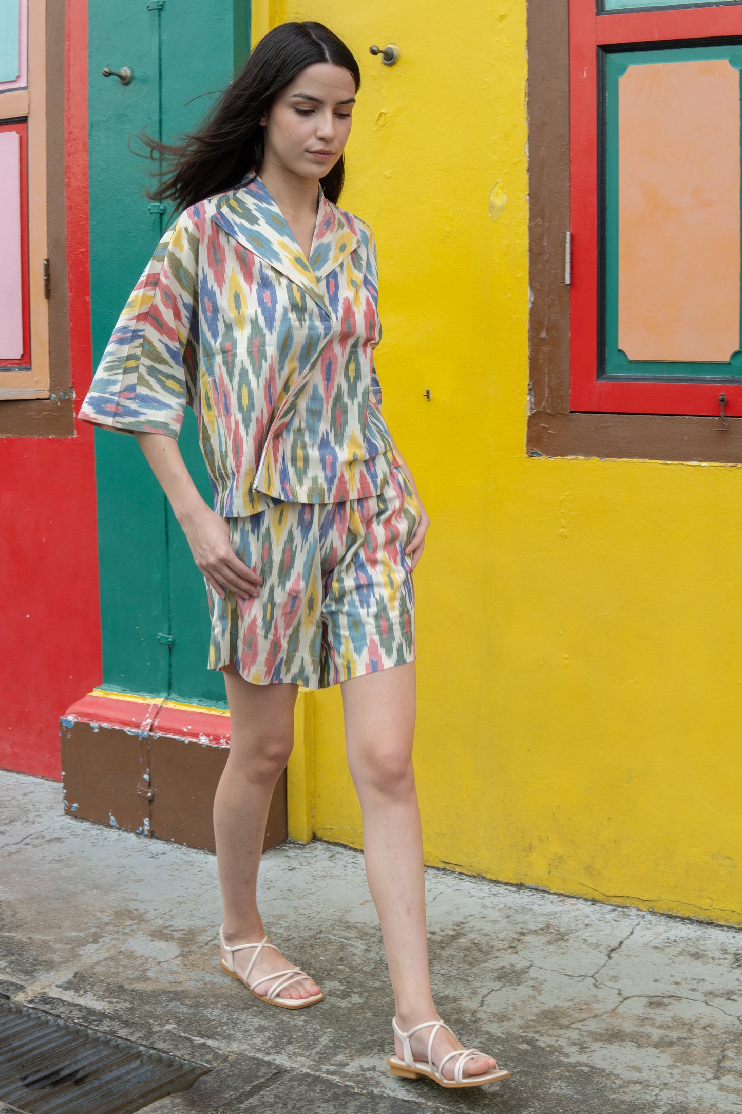 Goa Co-ord Shorts Set - Rainbow Ikat