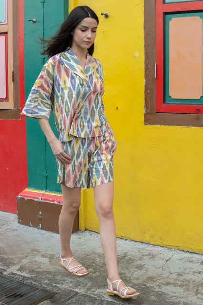 Goa Co-ord Shorts Set - Rainbow Ikat
