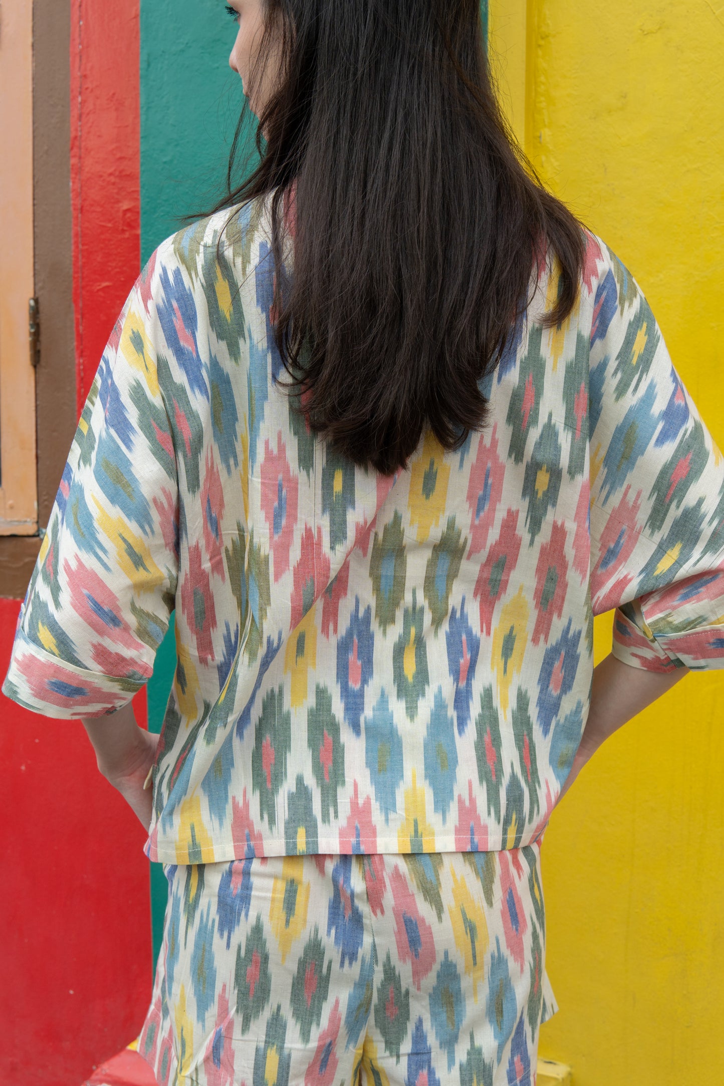 Goa Co-ord Shorts Set - Rainbow Ikat