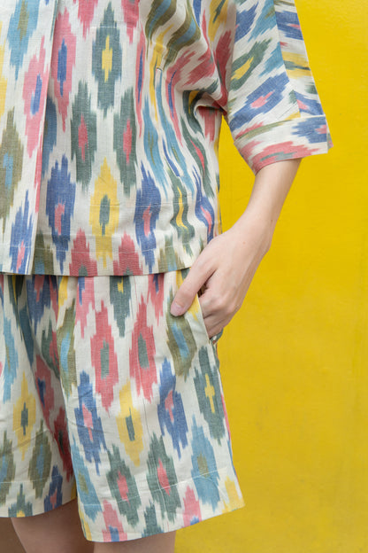 Goa Co-ord Shorts Set - Rainbow Ikat