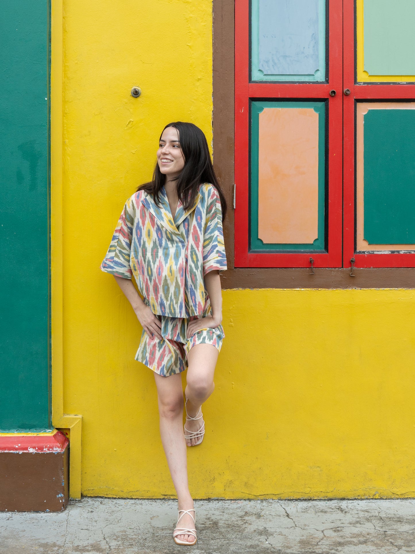 Goa Co-ord Shorts Set - Rainbow Ikat
