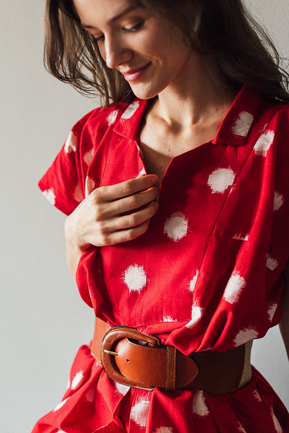 Red Dot Ikat Dress