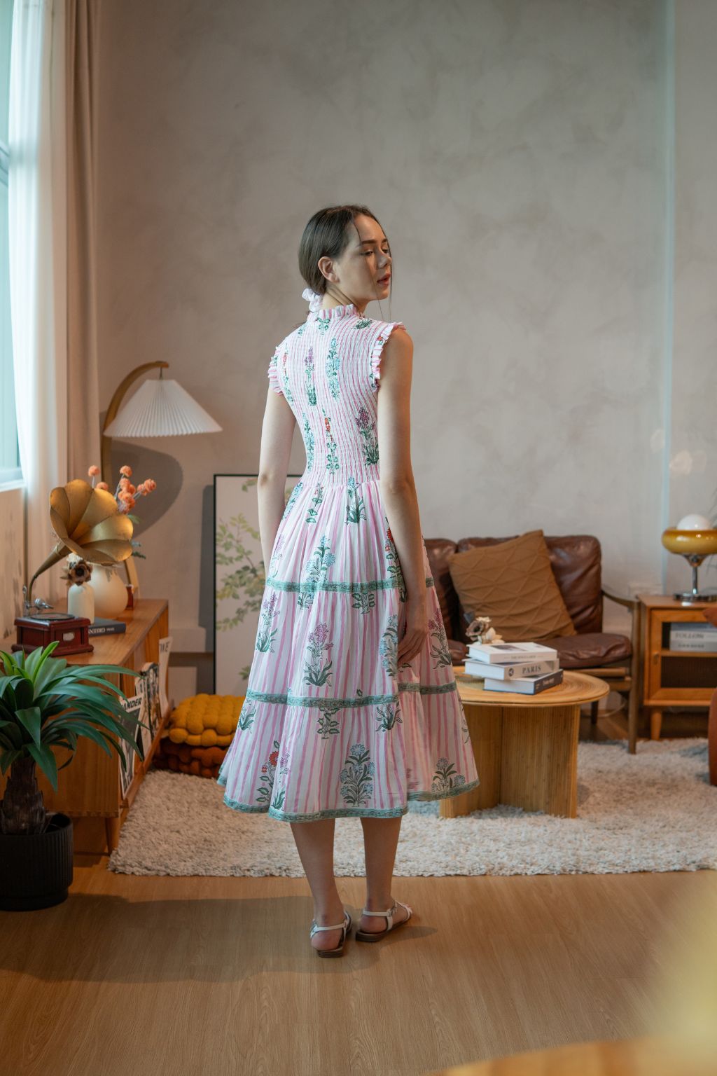Rose Smocked Midi - Garden Stripes