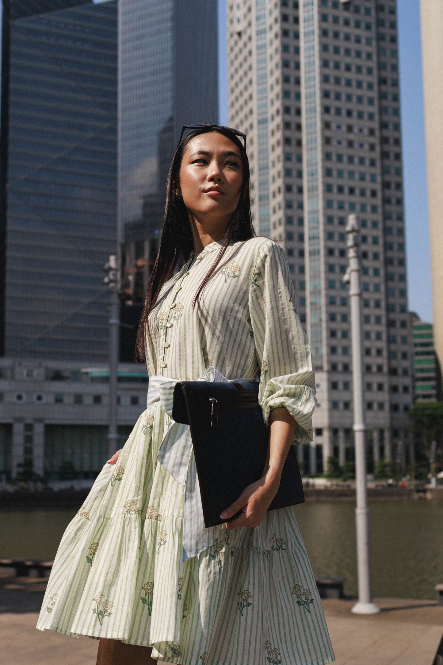 Short cotton dress amber rose Singapore boutique peranakan print mini dress with pockets
