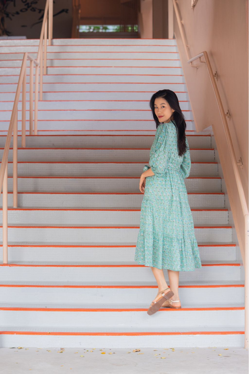 Teal turquoise block print dress