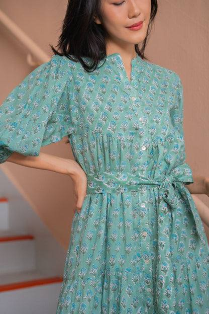Turquoise breathable cotton dress