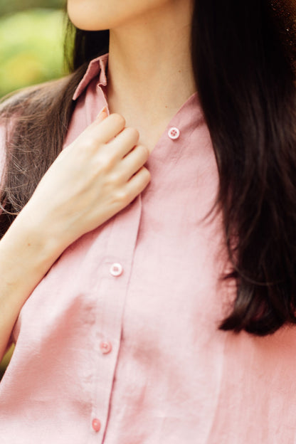Warm Pink Linen shirt plus sizes available