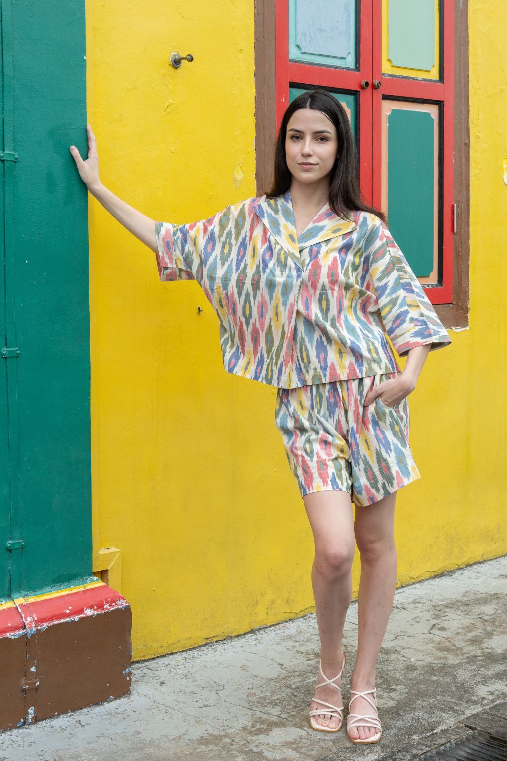 Goa Co-ord Shorts Set - Rainbow Ikat