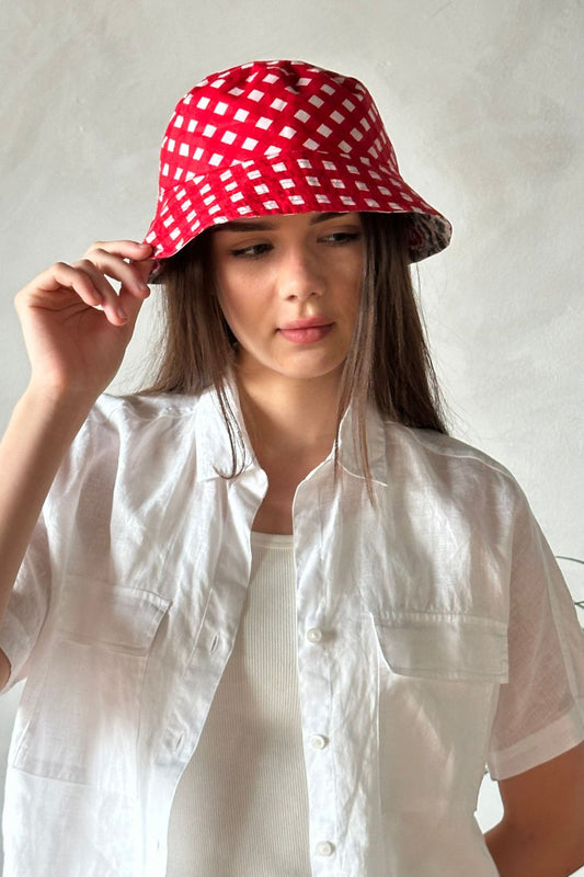 Bucket Hat - Geranium and Ruby