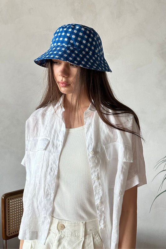 Bucket Hat - Cobalt and Lily Pond