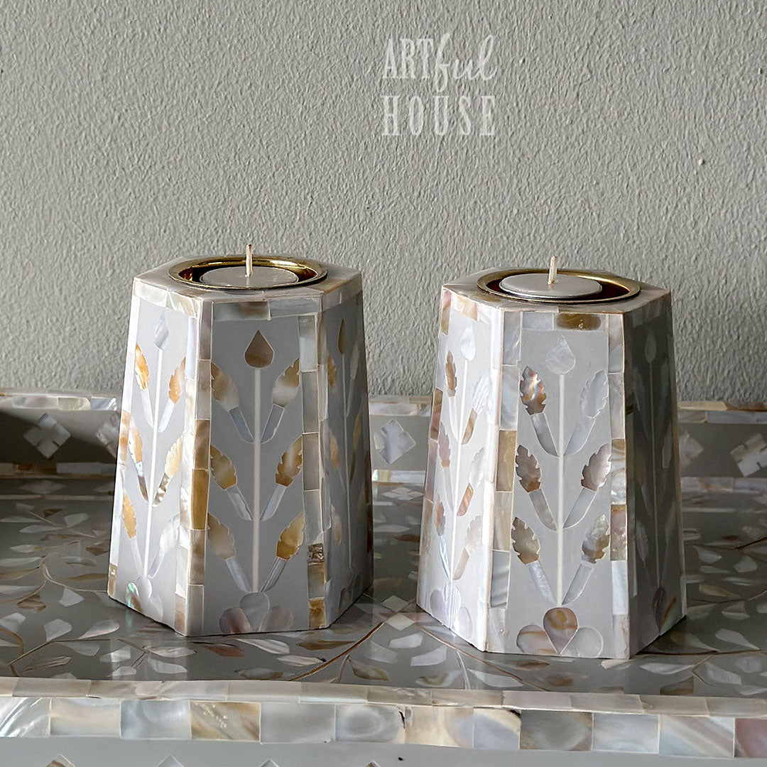 Gray Mother of Pearl Candle Stand