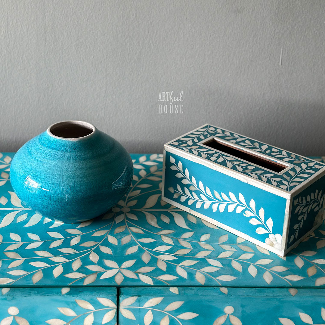 Teal Blue Tissue Box