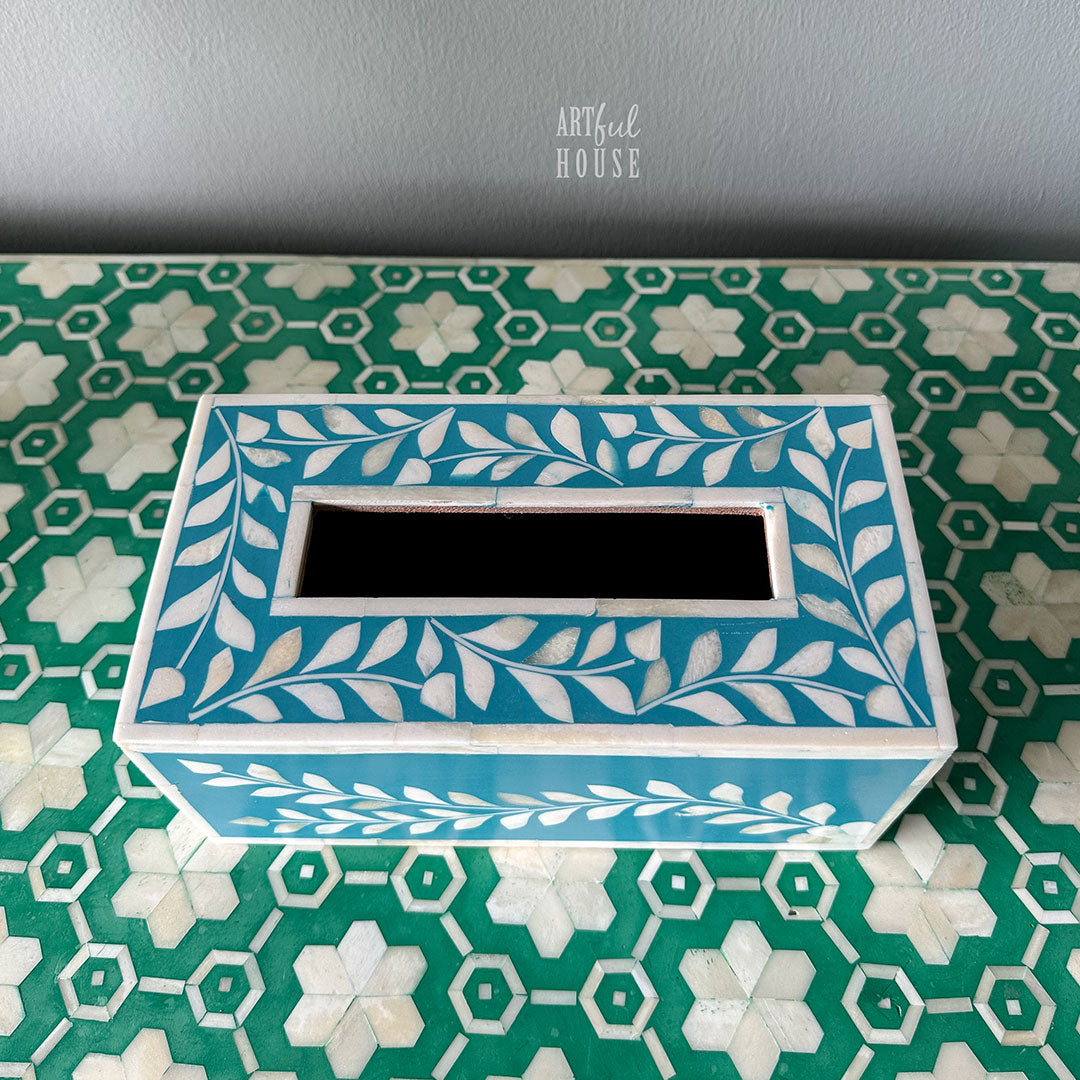 Teal Blue Tissue Box